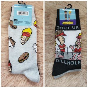 NWT MTV BEAVIS & BUTTHEAD CREW SOCKS- 2 PACK